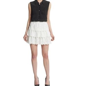BCBGMaxAzria "Justina" Tiered Lace Mini Skirt